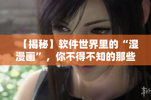 【揭秘】软件世界里的“湿漫画”，你不得不知的那些事！
